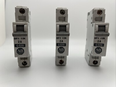 3 Piece Lot Allen Bradley 1492-CB1 Circuit Breaker 2 Amp 277 Volt 1 Pole