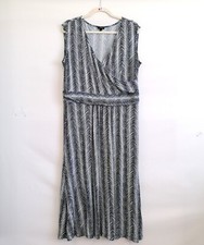 Talbots Womens White Chevron Herringbone Print Cottagecore Maxi Dress Size 12-14