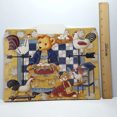 2002 Nita Showers Teddy Bear Print Chicken Eggs Wind Vanes Standard File Folders