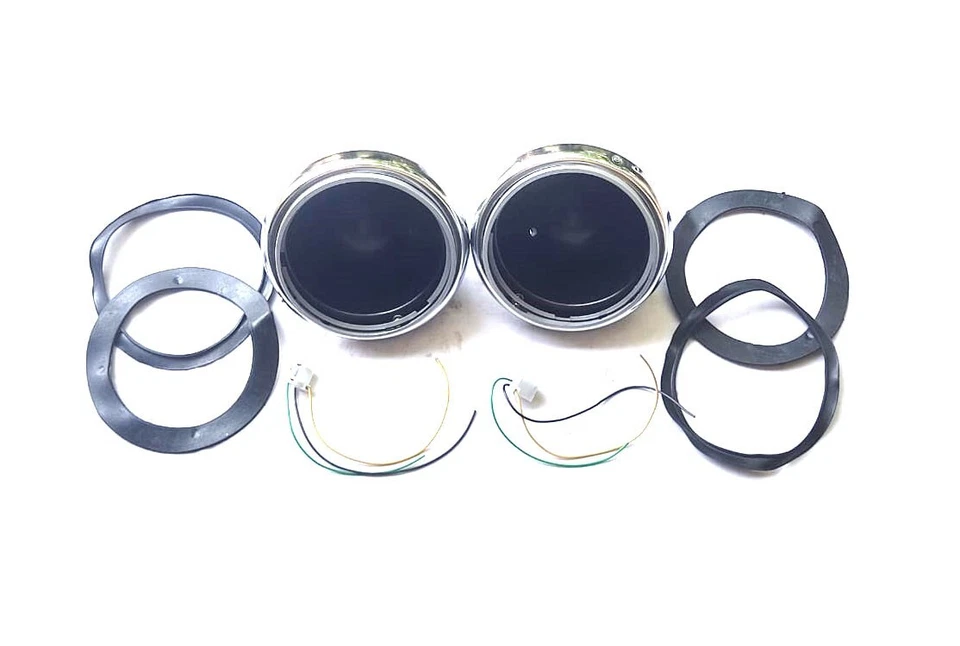 Pair of 7" Lucas Type metal Headlamp/ headlight Bowl/ Bucket + Adjuster Morris - Imagem 4 de 4