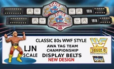 AWA Custom Hand Made Ljn Scale Tag Team  Wrestling Figure Belts: Lot Of 2