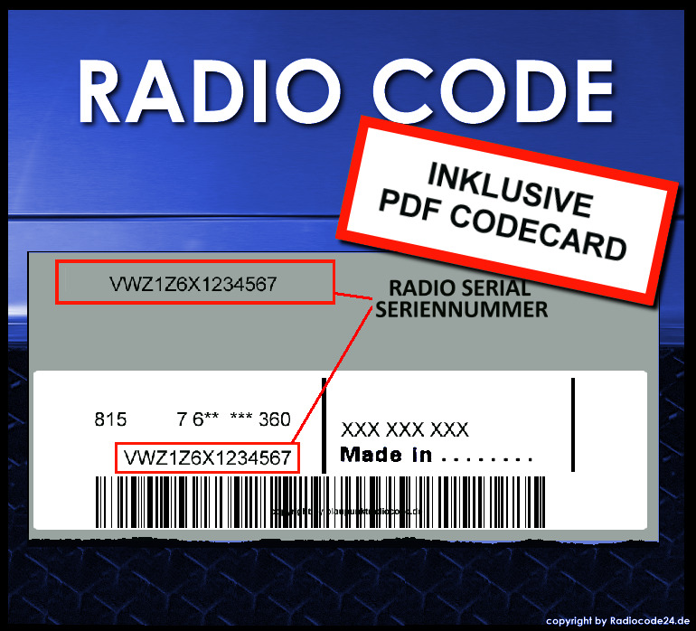 Radio Code Unlock passend für VW Radios ALLE MODELLE inkl. Rechnung