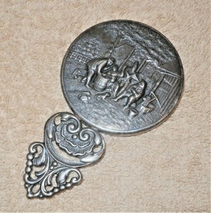 VINTAGE HANS JENSEN DENMARK SILVER PLATED BEVELED HAND MIRROR