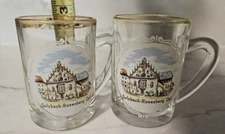 Vintage Set of 2 Sulzbach-Rosenberg Small Glass Steins Mugs Cups 3" Tall