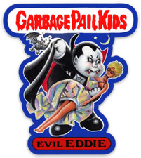 GARBAGE PAIL KIDS EVIL EDDIE BLUE BORDER - WHITE BACK REPRO Die-Cut MAGNET