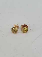 14k Yellow gold Round cut Peridot Earring earring Stud August 0.50ct