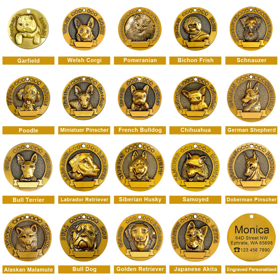 3D Dog ID Tags Engraved Personalized Metal Pet Custom Puppy Cat Name Tags Collar - Image 2 of 4