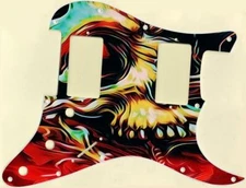 Pickguard Stratocaster Graphical Custom fit Fender HH 11 Hole Skull Abstract