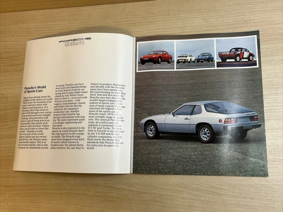 Folleto de venta de autos originales Porsche 924 1979 con ficha técnica Foto 4 de 4
