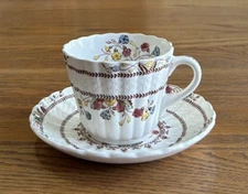 COPELAND SPODE COWSLIP CUP AND SAUCER VINTAGE ENGLAND FLORALS CHELSEA WICKER