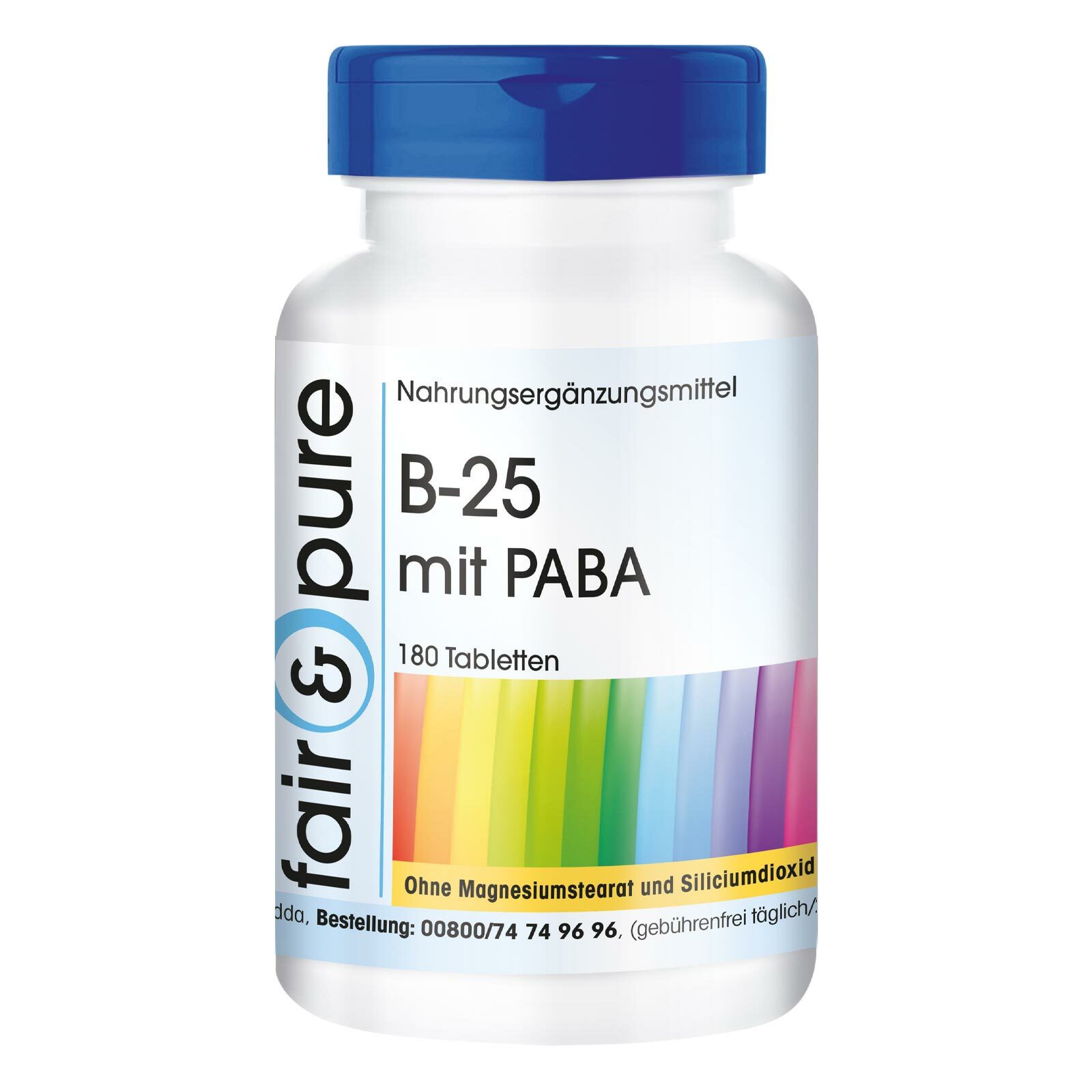 B-25 mit PABA - 180 Tabletten Vitamin B-Komplex für 180 Tage | fair & pure