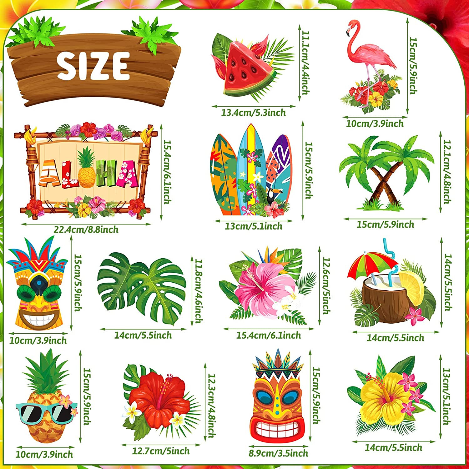 13 Pcs Summer Beach Car Door Magnets Pineapple Palm Tree Flamingo Tropical New