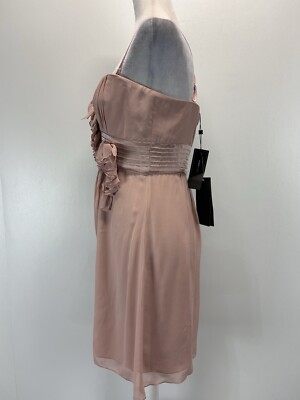 NEW! BCBG Maxazria Emily Rosette Dress Sz 10 Blush Pink Silk