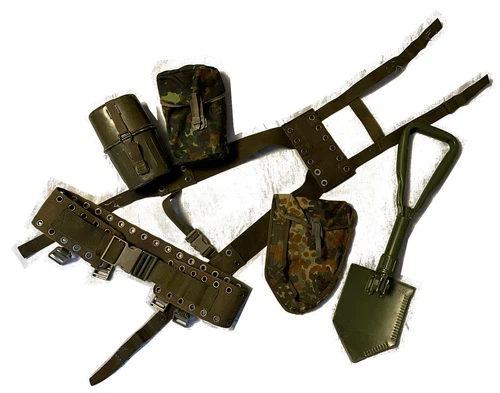 German Army Carrier Set BW Belt Spade Water Bottle and Bags - Choice
