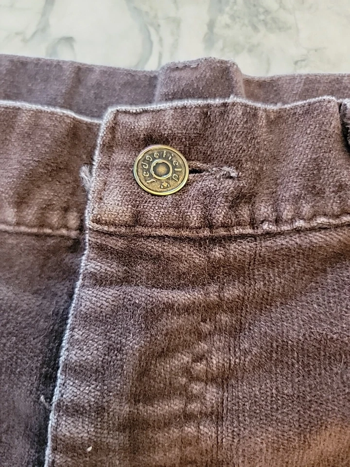 VELOUR BELL BOTTOMS Años 70 De Colección Raro SEDGEFIELD Marrón Chocolate Costuras Desteñidas C8 Foto 4 de 4
