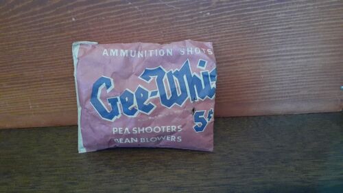 Vtg Gee Whiz 5c Pea or Bean Shooter Ammunition Orig Stapled PAPER Bag NOS - Picture 1 of 2