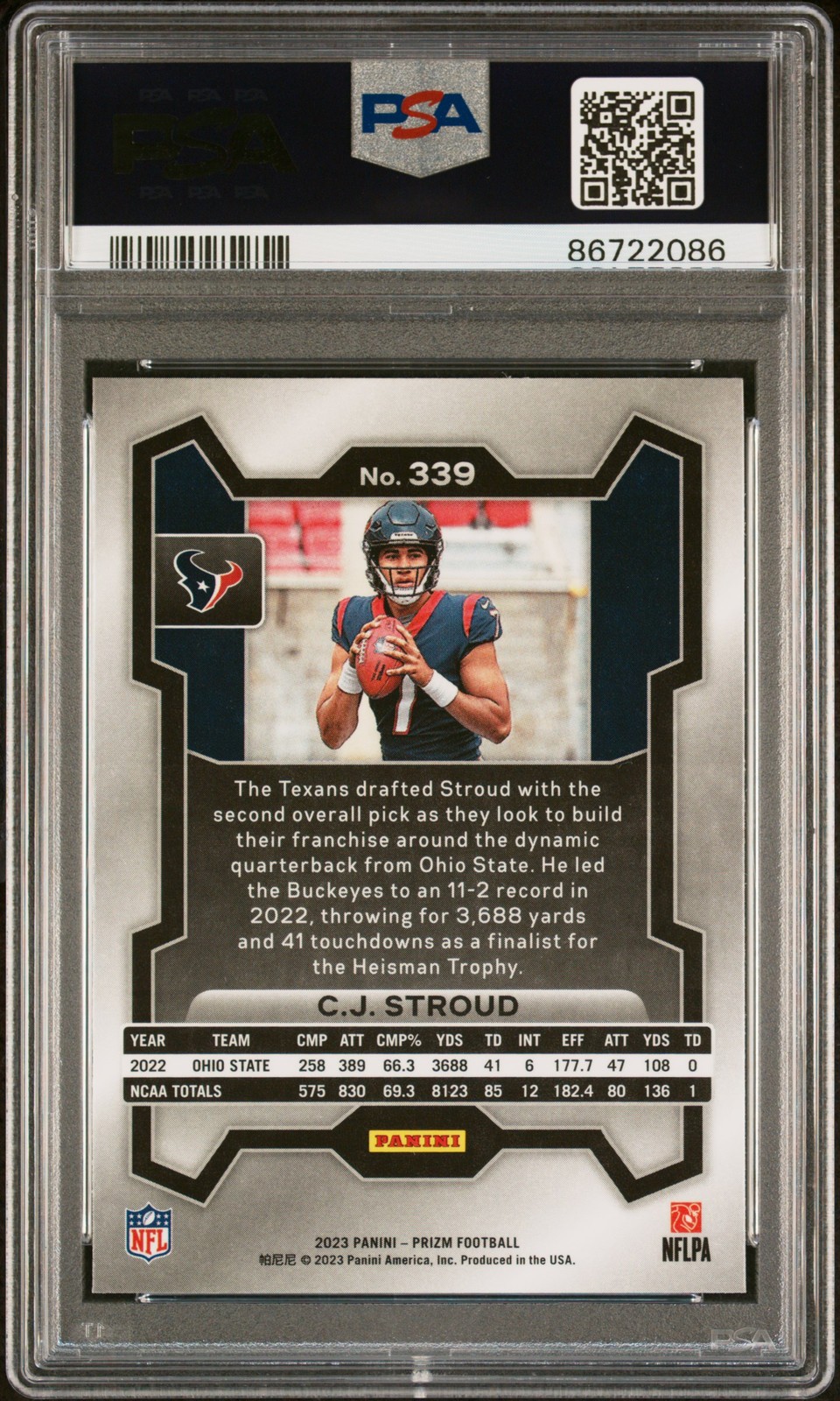 2023 Panini Prizm #339 Cj Stroud PSA 10 view 2