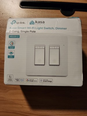 Kasa Smart Dimmer Switch 2-Gang HS220-2 Single Pole TP-Link Wi-Fi Light Switch