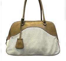 PRADA Beige Tan Vitello Perforated Saffiano L...