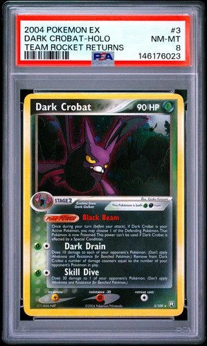 2004 POKEMON EX TEAM ROCKET RETURNS #3 DARK CROBAT-HOLO PSA 8
