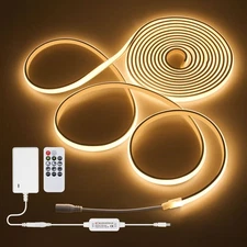 5M LED Light Strip 24V 16 4 Ft Cob LED Strip Light With Remote Warm White Tun...