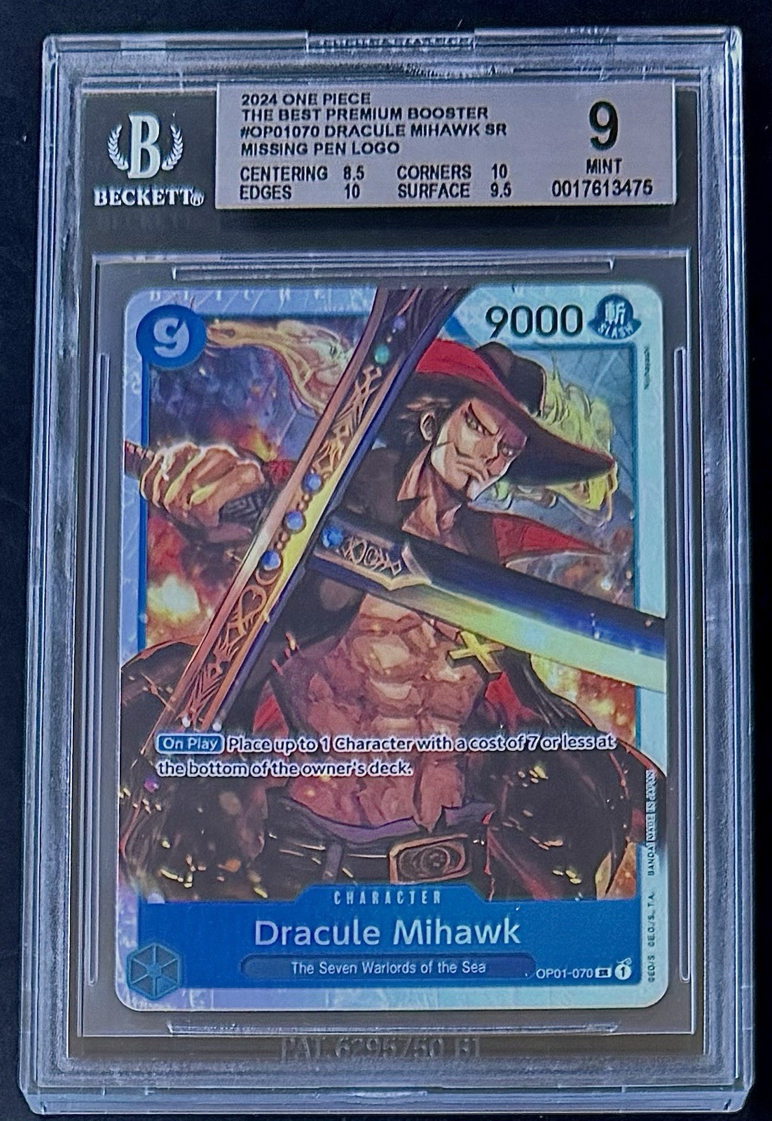 BGS 9 One Piece OP01-070 Dracule Mihawk SR - English - PRB01 The Best
