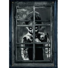 Creepy Zombie Boy Window Backdrop Halloween Decoration Haunted House Banner