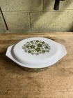 Vtg Olive Green Spring Blossom Pyrex Casserole Dish & Lid 2.5 Qt 045 Crazy Daisy