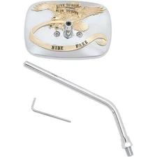Emgo Ride Free Steel Mirror With 8" Stem - Rectangle - Gold/Chrome - Left |