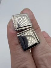 Vintage Silver Tone Square Cuff Links – Patented Swivel Back – Art Deco Style