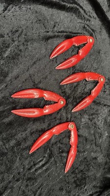 Vintage Lot of 4 RED ENAMEL LOBSTER CRAB CLAW CRACKERS