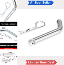 Trailer Hitch Pin 58 Inch 2 Inch Shank Solid Steel Zinc Plated Clip Receiver