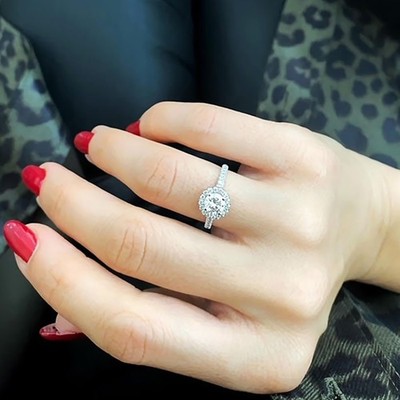 Verlobungsring Diamant Rundschliff 1,15 ct Lab Grown 14 K Weißgold E F VVS CVD
