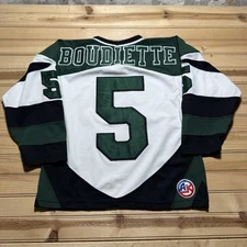 Vintage 90s Green Machine Stitched # 5 Boudiette Hockey Jersey Youth Size Large