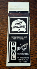 Vintage Matchbook: Hesterman Bowl, Glen Ellyn, IL Bowling