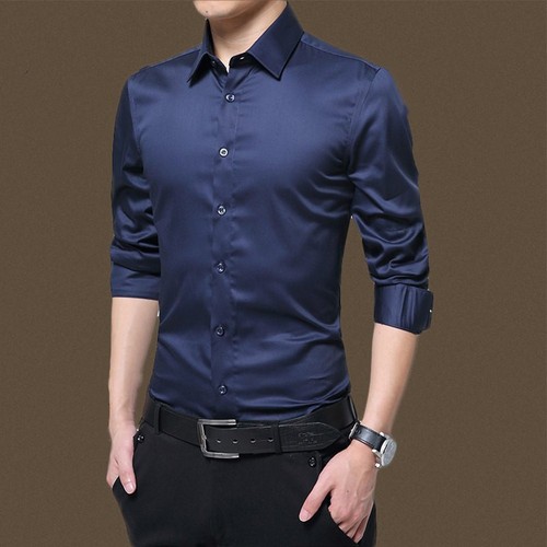 Slim Fit Business Hemden für Männer Langarmhemden mit Knöpfen formale Oberteile - Bild 6 von 19