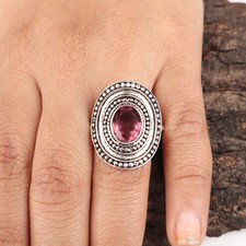 Rhodolite Gemstone 925 Sterling Silver Jewelry Women Ring For Anniversary Gift
