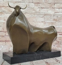 Handcrafted Botero Bull Bronze Statue Sculpture Home Office Decor