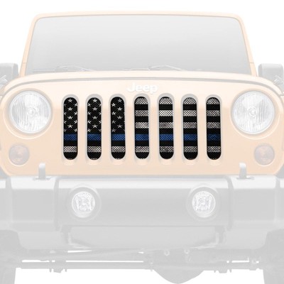 For Jeep CJ7 76-86 Dirty Acres 1-Pc Blue Steel Style Perforated Main Grille