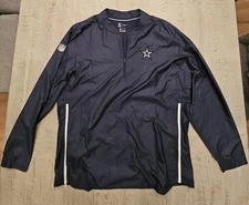 Mens XL Dallas Cowboys Nike Blue Pullover Windbreaker/1/4 Zip Pockets, Zippers