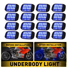 16PCS 36LED Blue Car Motorcycle Underbody Underglow Light Ambient Lamp Universal