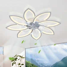 Modern Ceiling Fan with Lighting Flower Design Dimmable with Remote Control App