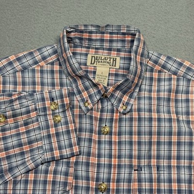 Duluth Trading Shirt Mens Large Performance Fishing Nylon Vented Roll Tab