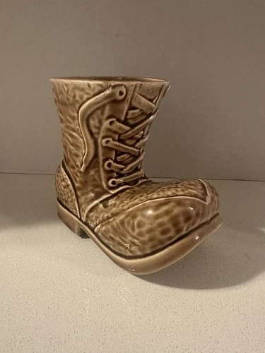 Unmarked McCoy Pottery Brown Boot Planter/Vase
