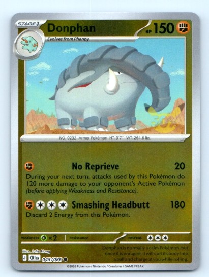 Donphan 045/086 ~ Reverse Holo English Near Mint