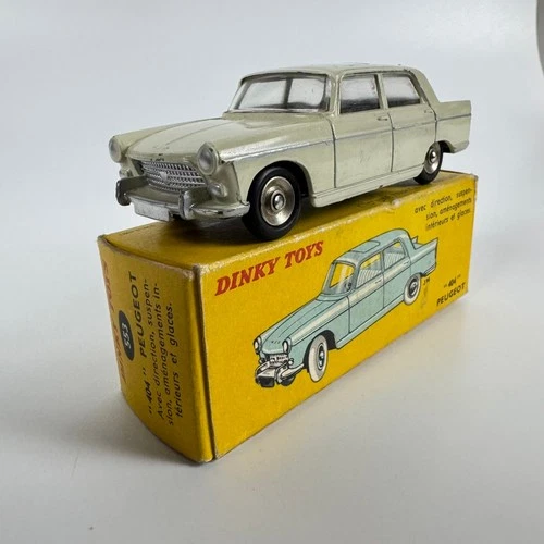 French Dinky 553 Peugeot 404 sedan pale yellow-ivory very good boxed