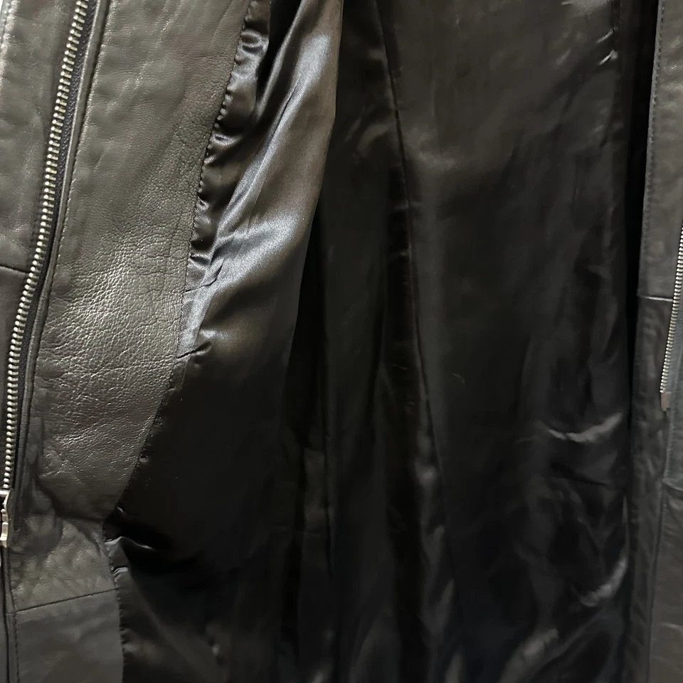 Vintage Classiques Entier Butter Soft Black Leather Long Trench Coat Size S - Image 4 of 4