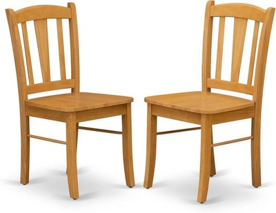 DLC-OAK-W Dublin Dining Chairs Slat Back Wooden Seat Chairs Set of 2 Oak