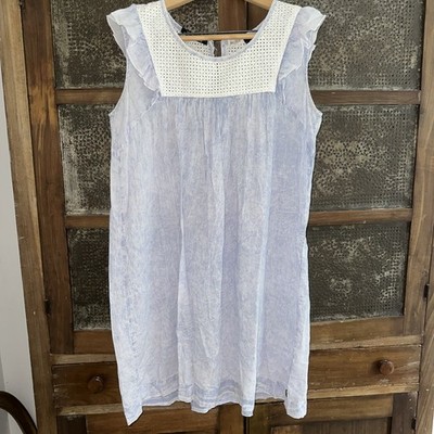 Maison Scotch Dreamy Ruffle Sleeve Eyelet Beach Shift Cover Up Dress XS
