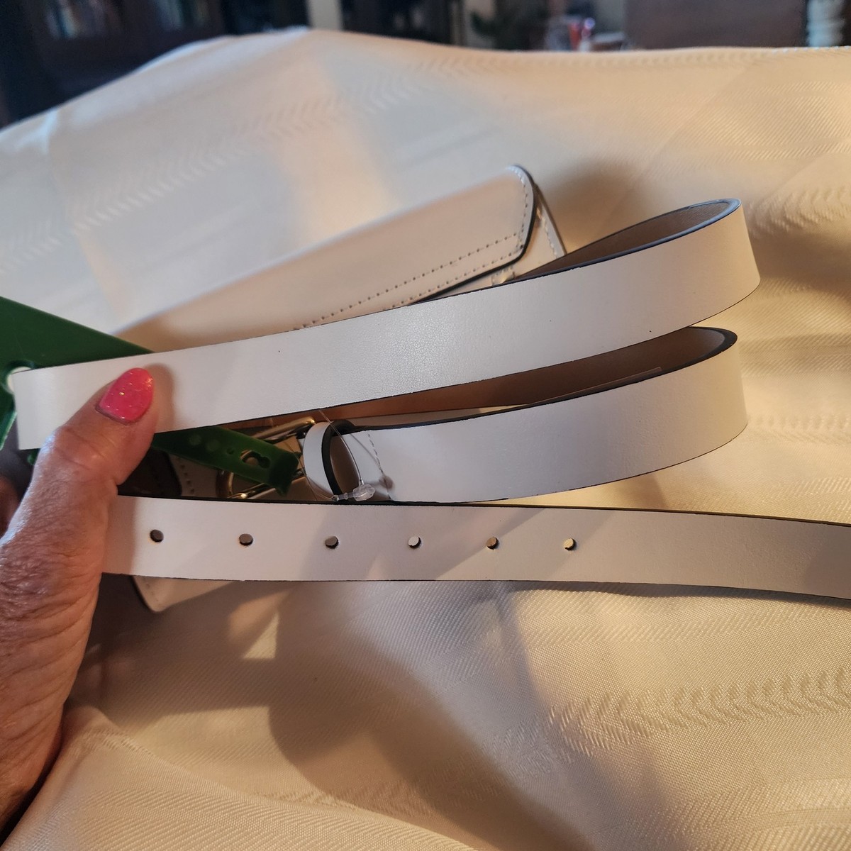 KATE SPADE Belt Phone Bag Fanny Pack Bone White w Bow L/XL  display picture 1